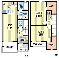 セレニテ俊徳 2LDKの間取図画像