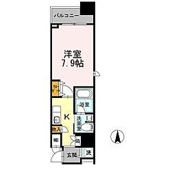 カスタリア堺筋本町 1Kの間取図画像
