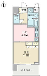 プロシード弁天町 ワンルームの間取図画像