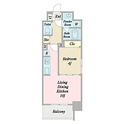PEACE南堀江 1LDKの間取図画像