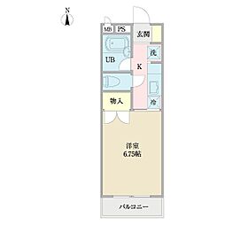 リバービレッジ大今里 1Kの間取図画像