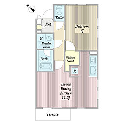 モンテ・アン 1階1LDKの間取り