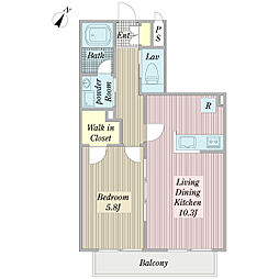 ティエンダ 2階1LDKの間取り