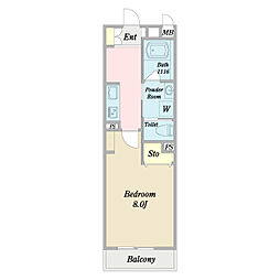 マリーズハウス 2階1Kの間取り