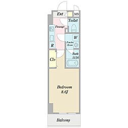 アドニス 4階1Kの間取り