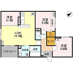 モンステラ 2階3LDKの間取り