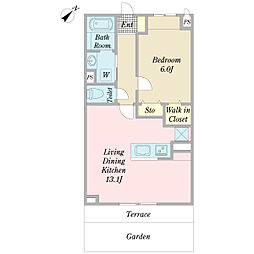 シャリテ 1LDKの間取図画像