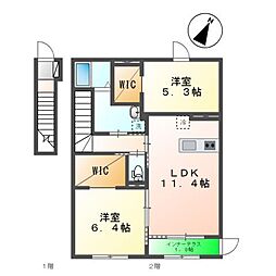 シェルルおおたかの森 2LDKの間取図画像
