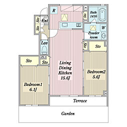 グラース 2LDKの間取図画像