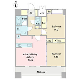 プロシードTX流山セントラルパーク 2LDKの間取図画像