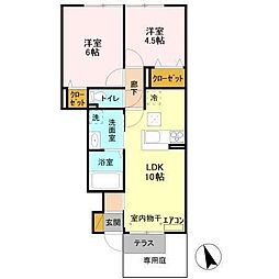 クライノモー1 2LDKの間取図画像