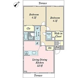 ハピネスおおたか 2LDKの間取図画像