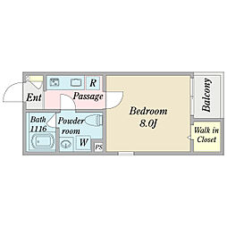 リアン猫洞通 3階1Kの間取り