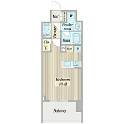 メルカーサ泉 ワンルームの間取図画像