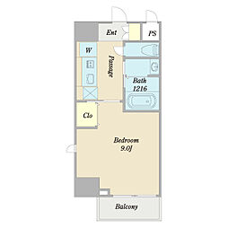 ロータス本陣通 1Kの間取図画像