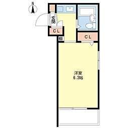 ジョイフル守山 1Kの間取図画像