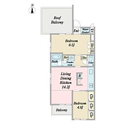 ライオンズマンション清住 2LDKの間取図画像