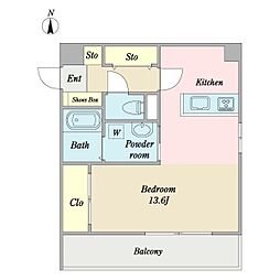 フィネス常磐 ワンルームの間取図画像