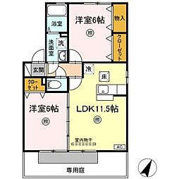 フォレスト2A 2LDKの間取図画像