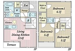 豊田市住吉町賃貸戸建　Ａ棟 1階3LDKの間取り