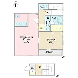 シェリール 1階1LDKの間取り