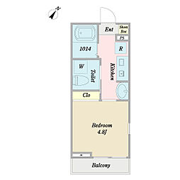 ヴァンヴェールひばりヶ丘 1階1Kの間取り