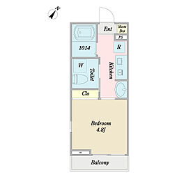ヴァンヴェールひばりヶ丘 1階1Kの間取り