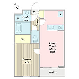 プラムコート 1LDKの間取図画像