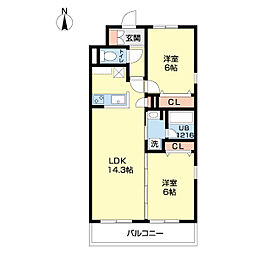 CROSSGARDEN 2LDKの間取図画像