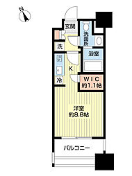 パークアクシス福岡県庁前 ワンルームの間取図画像
