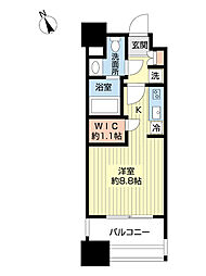 パークアクシス福岡県庁前 ワンルームの間取図画像