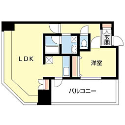 KDXレジデンス大濠ハーバービュータワー 1LDKの間取図画像