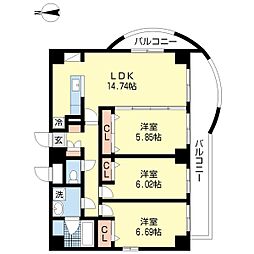 ラ・フィーネ赤坂 3LDKの間取図画像