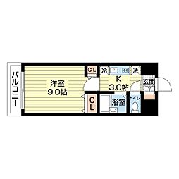 ラ・コミューン大手門 1Kの間取図画像