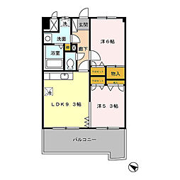 フォルスト平尾 2LDKの間取図画像