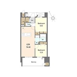 S-RESIDENCE愛宕SOUTH 2LDKの間取図画像