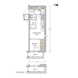 アーバネックス森下ＷＥＳＴ 6階1DKの間取り