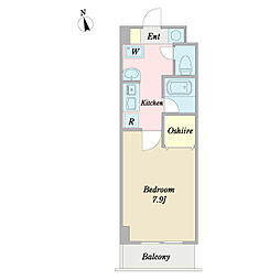 シティーワース 1Kの間取図画像