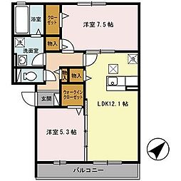 アーバンヒルズ 2LDKの間取図画像