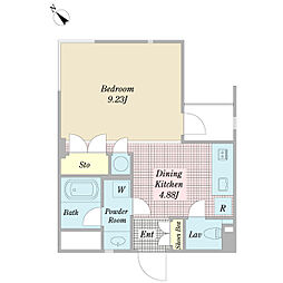 ヴィラフィット 4階ワンルームの間取り
