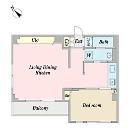 エトアール代々木 5階1LDKの間取り