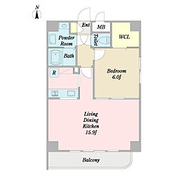 フォルトゥーナ三宿 3階1LDKの間取り