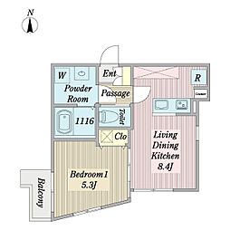 ＣＥＬＭ中目黒 3階1LDKの間取り