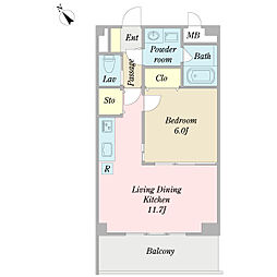 シエル・レジデンス 2階1LDKの間取り