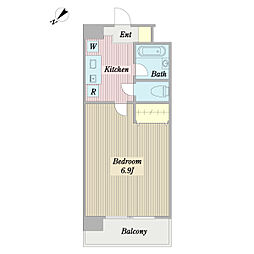 アルファサイト新宿 2階1Kの間取り