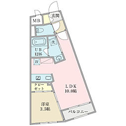 エスペランサ北参道 2階1LDKの間取り