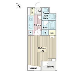 プロシード西新宿 4階1Kの間取り