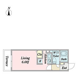 ブランシェ渋谷松見坂WEST 1Kの間取図画像
