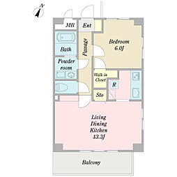 シエルレジデンス 1LDKの間取図画像