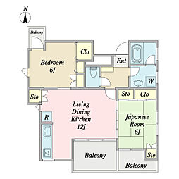 ル・クレソンヴェール 5階2LDKの間取り